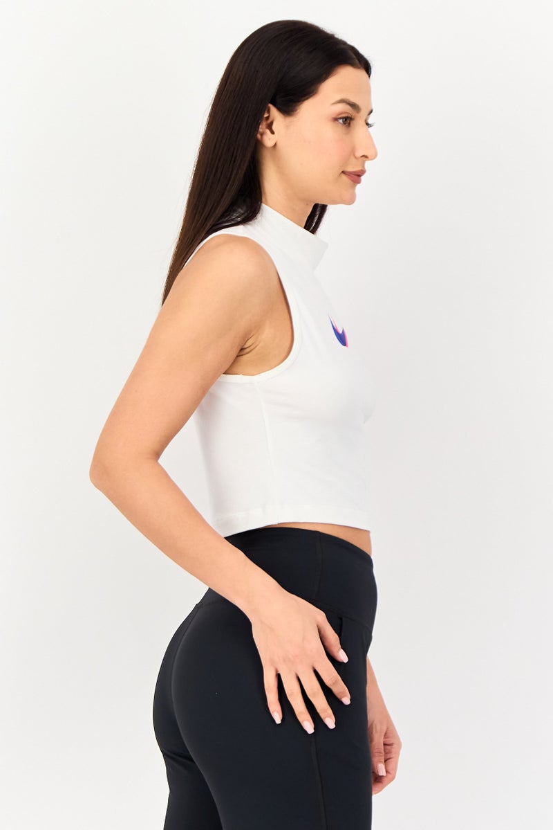 Nike تي شيرت نسائي ضيق بدون أكمام خارجي، أبيض - Image 2